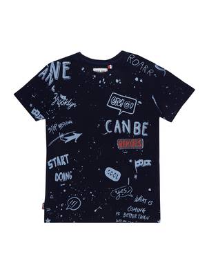 Blue Printed Cotton Boys Tshirts 1
