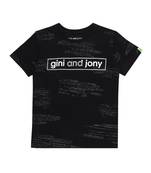 Black Printed Cotton Boys Tshirts