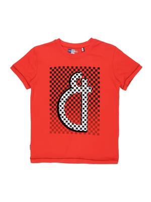 Red Printed Cotton Boys Tshirts 1