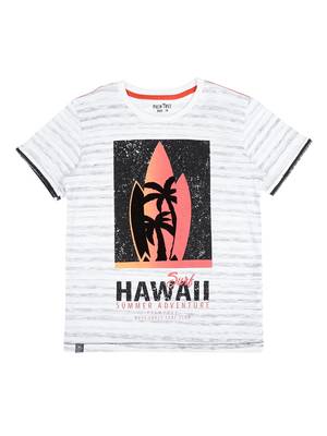 White Printed Cotton Boys Tshirts 1
