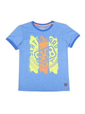 Blue Printed Cotton Boys Tshirts 1