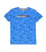 Blue Printed Cotton Boys Tshirts