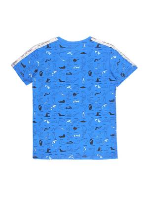 Blue Printed Cotton Boys Tshirts 2