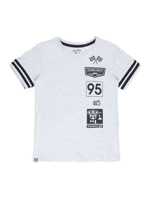 White Printed Cotton Boys Tshirts 1