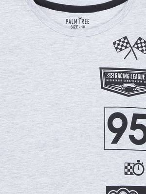 White Printed Cotton Boys Tshirts 3