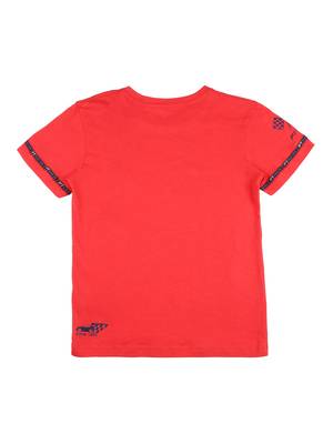 Red Printed Cotton Boys Tshirts 2