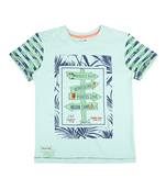 Blue Printed Cotton Boys Tshirts
