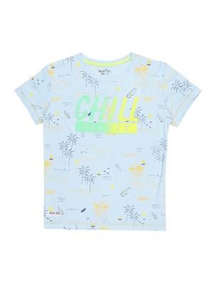 Blue Printed Cotton Boys Tshirts 1