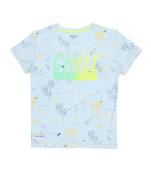 Blue Printed Cotton Boys Tshirts