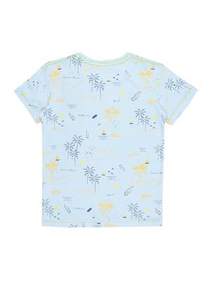 Blue Printed Cotton Boys Tshirts 2