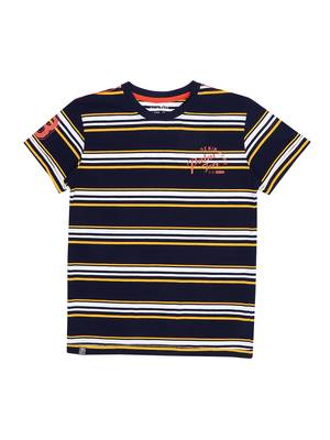 Blue Printed Cotton Boys Tshirts 1