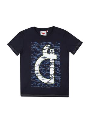 Blue Printed Cotton Boys Tshirts 1