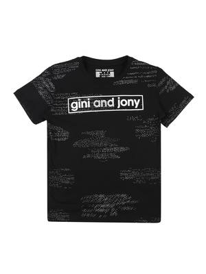 Black Printed Cotton Boys Tshirts 1