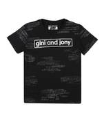Black Printed Cotton Boys Tshirts