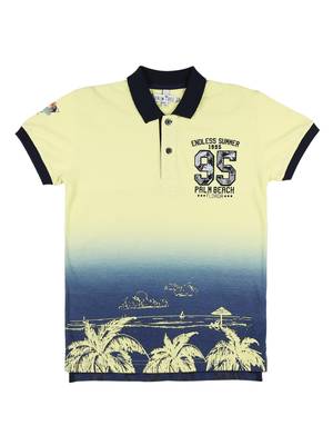 Yellow Printed Cotton Boys Tshirts 1