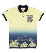 Yellow Printed Cotton Boys Tshirts