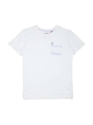 White Printed Cotton Boys Tshirts 1