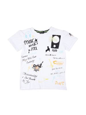 White Printed Cotton Boys Tshirts 1