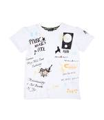 White Printed Cotton Boys Tshirts