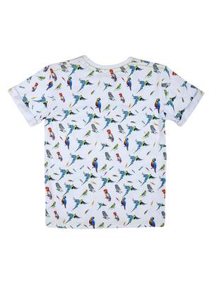 White Printed Cotton Boys Tshirts 2