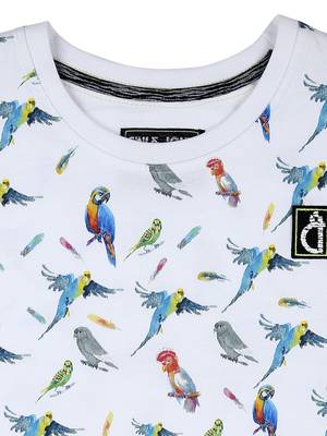 White Printed Cotton Boys Tshirts 3