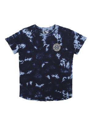 Blue Printed Cotton Boys Tshirts 1