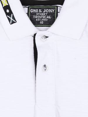 White Printed Cotton Boys Tshirts 3