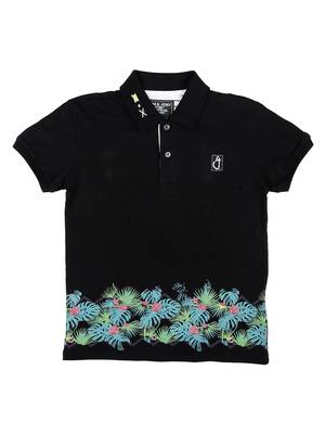 Black Printed Cotton Boys Tshirts 1