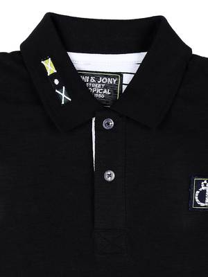 Black Printed Cotton Boys Tshirts 3