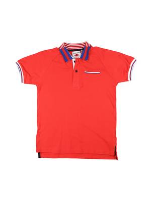 Red Printed Cotton Boys Tshirts 1