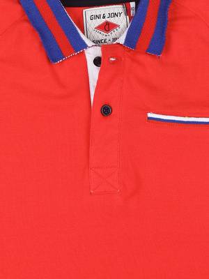Red Printed Cotton Boys Tshirts 3