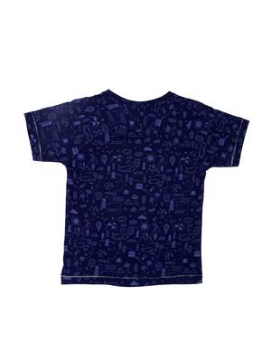 Blue Printed Cotton Boys Tshirts 2