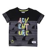 Black Printed Cotton Boys Tshirts