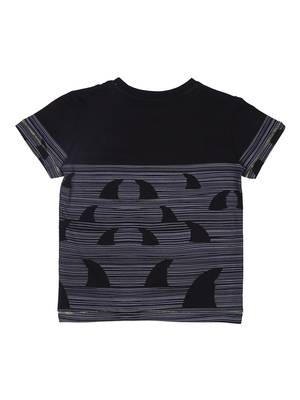 Black Printed Cotton Boys Tshirts 2