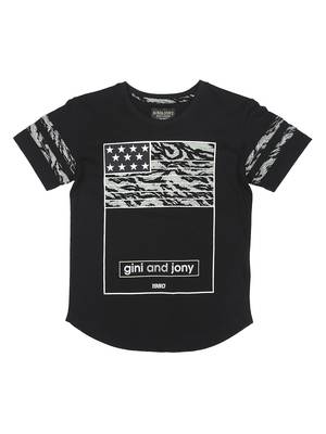 Black Printed Cotton Boys Tshirts 1