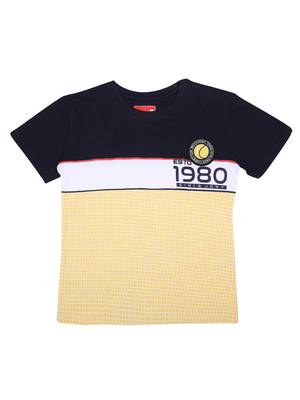 Yellow Printed Cotton Boys Tshirts 1