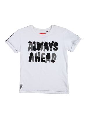 White Printed Cotton Boys Tshirts 1