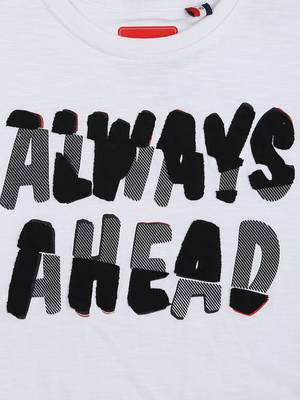 White Printed Cotton Boys Tshirts 3