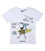 White Printed Cotton Boys Tshirts