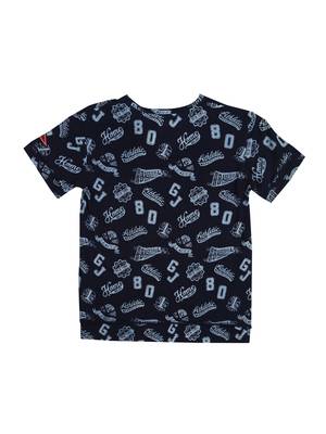 Blue Printed Cotton Boys Tshirts 2