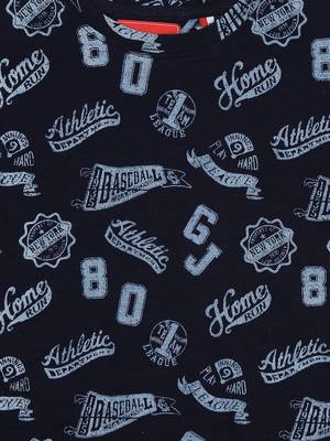 Blue Printed Cotton Boys Tshirts 3