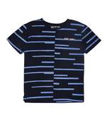 Blue Printed Cotton Boys Tshirts