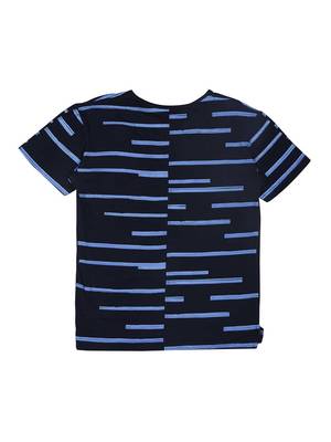 Blue Printed Cotton Boys Tshirts 2