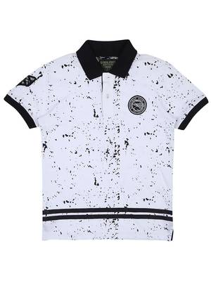 White Printed Cotton Boys Tshirts 1
