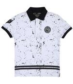 White Printed Cotton Boys Tshirts