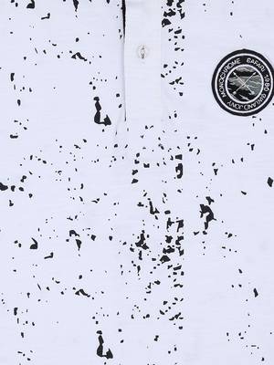 White Printed Cotton Boys Tshirts 3