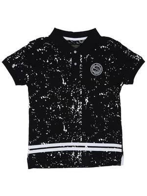 Black Printed Cotton Boys Tshirts 1