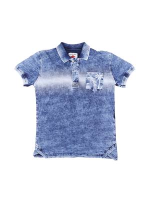 Blue Printed Cotton Boys Tshirts 1