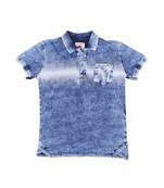 Blue Printed Cotton Boys Tshirts