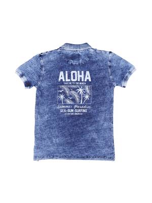 Blue Printed Cotton Boys Tshirts 2